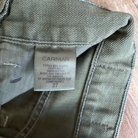 CARMAR LF Army Green High-Waisted Jean Shorts w/ Gold Zippers - Sz 27 - Picture 8 of 8